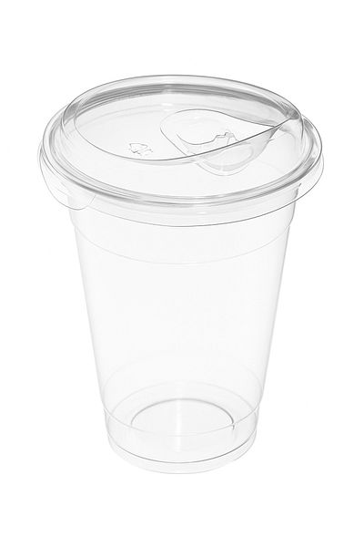 KARADENİZ PLASTİK 400 Cc Transparent Plastic Cup – Clip Lid, Leak Proof – Cold Drink Cup - 50 Pcs