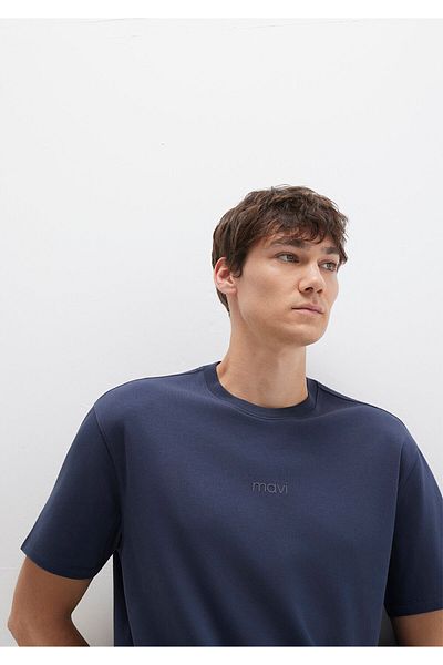 Mavi Printed Navy Blue T-Shirt Loose Fit / Loose Relaxed Fit 0613102-85315