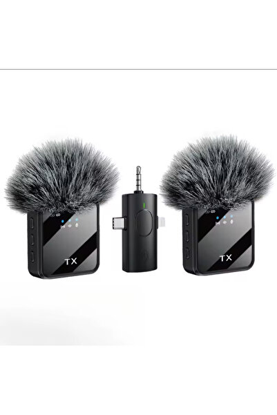 Voground Kablosuz Yaka Mikrofonu Tip-C Android Kamera IPhone Stüdyo Mikrofonu için Ses Video Canlı Yayın Oyun