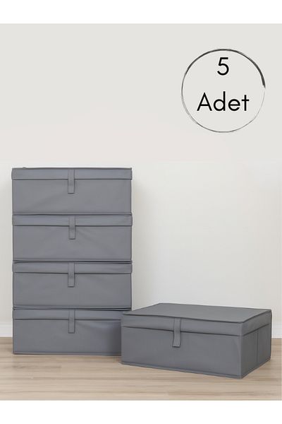 Venita Home 5 Pieces of Multi-Purpose Storage Bags in Box Form with Lids (Luggage-Storage-Organization etc.)Organizer, 50x40x19