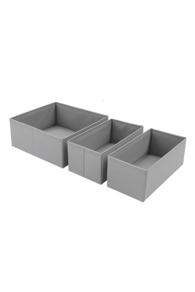 Generic Brand 3-Piece Gray Drawer Organizer Set - Multi-Purpose Cabinet Box Set