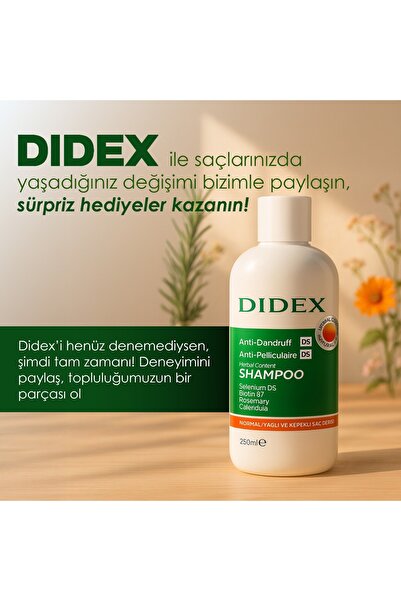 DİDEX 3'li Bitkisel Kepek Şampuanı - Tüm saçlar için