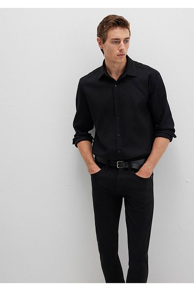 Mavi Черна риза Slim Fit / Slim Cut 0211656-900