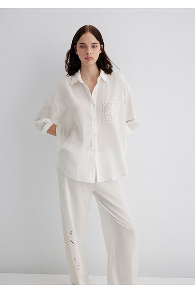 Mavi Mermaid Pocket Detailed White Shirt Oversize / Wide Cut 1211216-70057