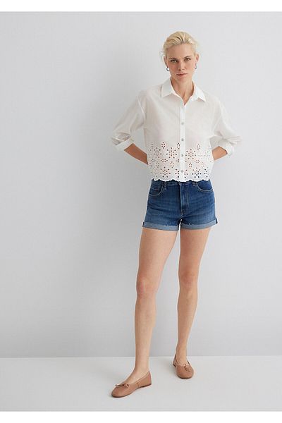 Mavi Vivia Cuffed Dark Flex Blue Jean Shorts 1411217-89702