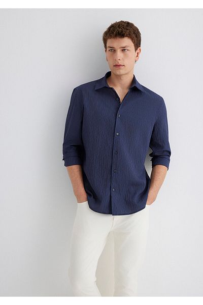 Mavi Тъмносиня риза от Tencel™ Modal, стандартна кройка / нормална кройка 0211625-70490