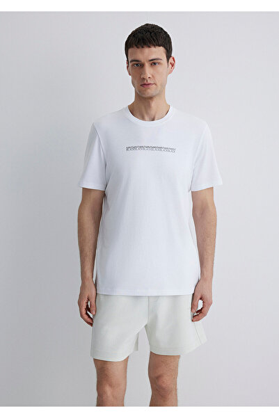 Mavi Μαύρο εμπριμέ λευκό T-shirt Regular Fit / Normal Cut 0612647-620