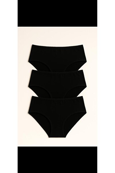 alnaymino Yüksek Bel Basic Lazer Kesim Külot 3'lü Paket Pamuk Kumaş