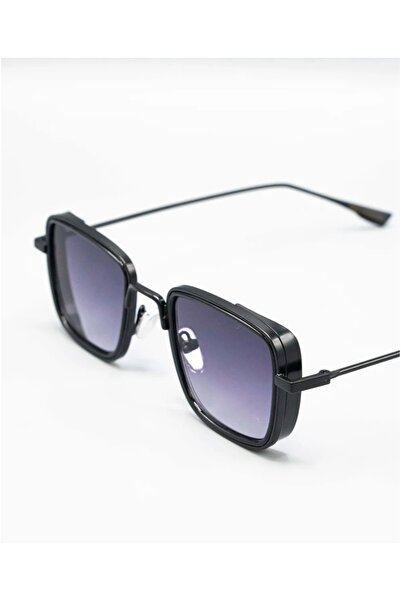 MUADEX Small Square Black Frame Black, Glass Minimal Sunglasses High Quality ...