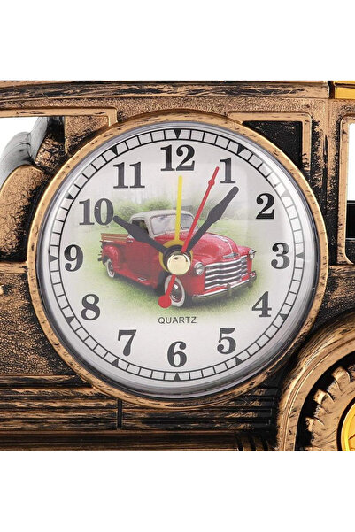 Genel Markalar Dekoratif Klasik Araba Masa Saati Kalemlik Klasik Car Çalar Saat Hediyelik Süs Eşyası 11x22 Cm