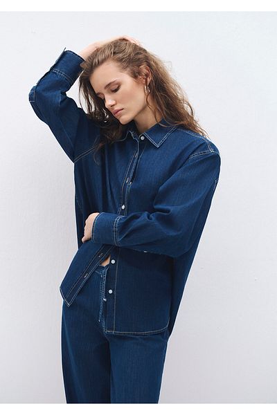Mavi Cămașă din denim bleumarin oversize / cu croială largă 1211075-85481
