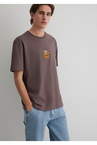 Mavi Tasmanian Devil Printed Brown T-Shirt Loose Fit / Loose Relaxed Cut 0612657-70423