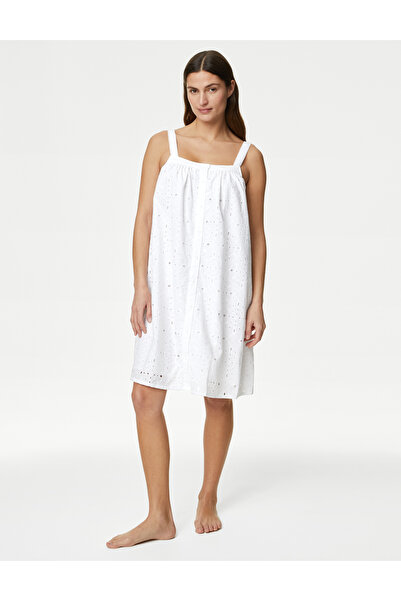 Marks & Spencer Saf Pamuklu Dantel Detaylı Gecelik