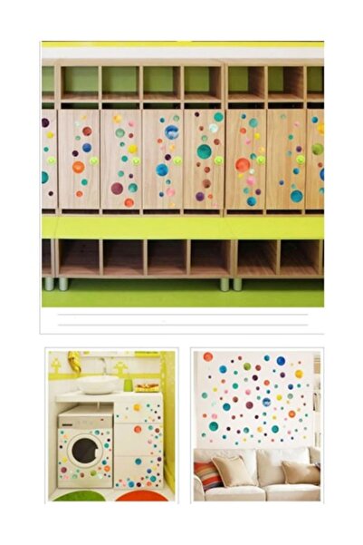 KT Decor Renkli Yuvarlak Daireler Cam Duvar Dolap Sticker