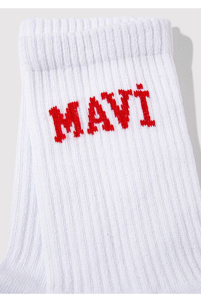 Mavi White Socket Socks with Logo Detail 1912726 -20454