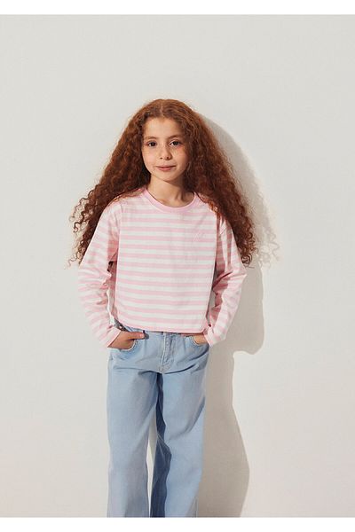 Mavi Rosa gestreiftes T-Shirt mit Stickerei, lockere Passform / lockere, entspannte Passform 7610262 -89150