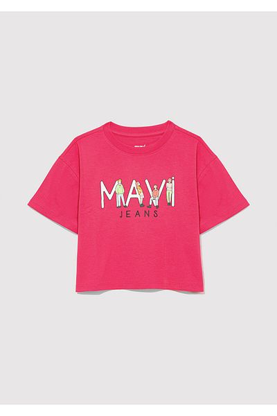 Mavi Rosa T-Shirt mit Jeans-Print, lockere Passform / lockere, entspannte Passform 7610286 -71111