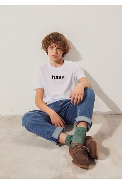 Mavi Tricou alb pentru copii cu imprimeu aer Regular Fit 6610350 -620