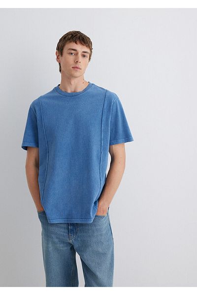 Mavi Μπλε μπλουζάκι με λεπτομέρεια ραφής Loose Fit / Loose Relaxed Fit 0612490 -70719
