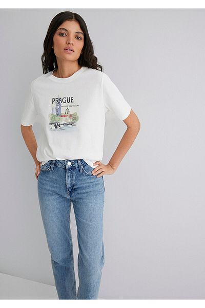 Mavi Prague Printed White T-Shirt Regular Fit 1613059 -70057