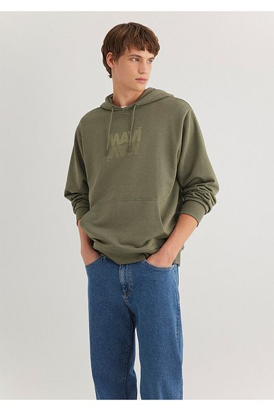 Mavi Logo Printed Hooded Khaki Sweatshirt 0611317 -71546