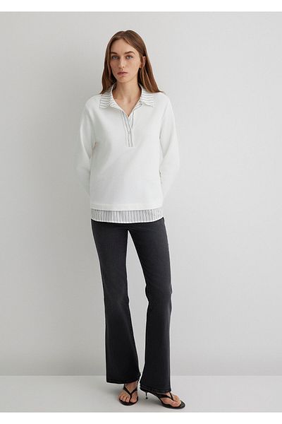 Mavi Tricou alb cu gât polo, cu croială lejeră/cu o formă lejeră 1612891 -80194