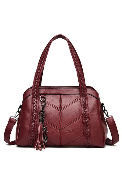 Generic Simple Braided Leather Handbag Fashionable And Versatile Large Shoulder Crossbody Bag