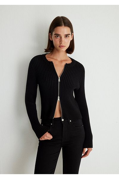 Mavi Double-Way Zip Black Cardigan Regular Fit / Regular Fit 1710584 -900