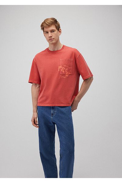 Mavi Boxy Cut Printed Red T-shirt - 0612241 -70446