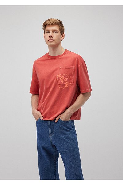 Mavi Boxy Cut Printed Red T-shirt - 0612241 -70446