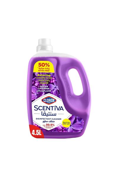 Clorox Scentiva Multipurpose Disinfectant Cleaner Tuscan Lavender Bleach Free 4.5 Litres