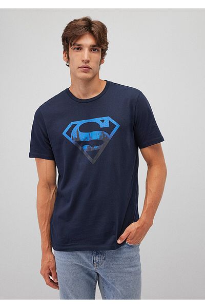 Mavi Μπλουζάκι με στάμπα Superman Navy Blue Regular Fit 0611665-70490
