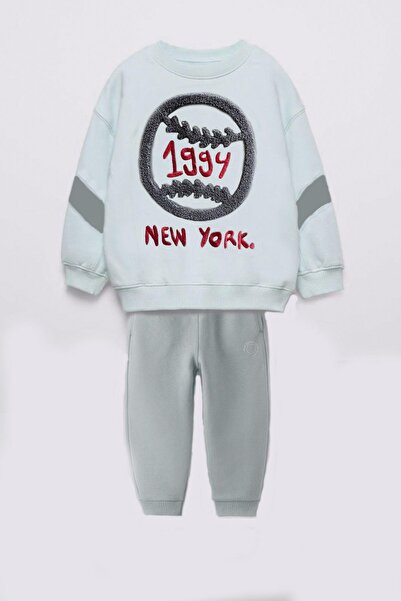 Monila Boy's 3 Thread Fabric Bottom Set with Embroidery Detail and Fleece Inside