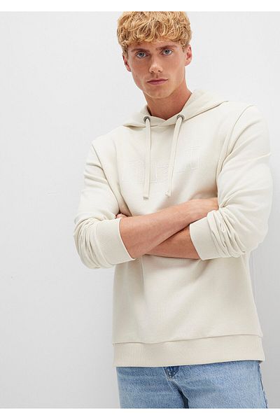 Mavi Logo Printed Hooded Beige Sweatshirt 065606-70134