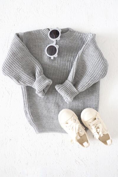 Monila Unisex Bisiklet Yaka Örme Triko Kazak