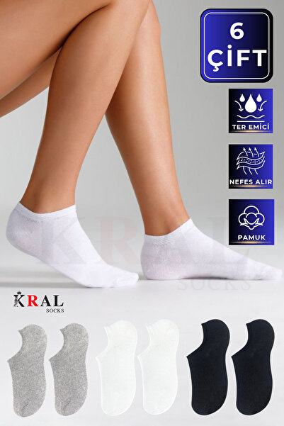 Lüx Kral Bărbați - Femei cu model simplu (6 PERECHI) șosete anti-transpirație din bumbac Snikers