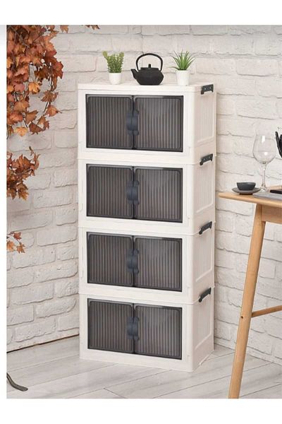 Se Yank Haus 4 Tier Folding Stackable Organizer Closet Multipurpose Clamshell Portable Stylish Looking
