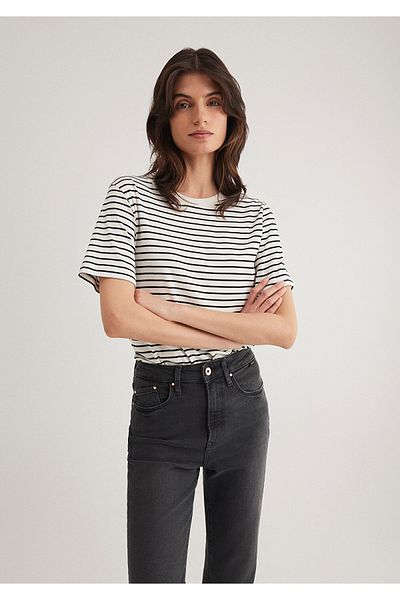 Mavi Μαύρο ριγέ Basic T-Shirt Regular Fit 1611653 -85143