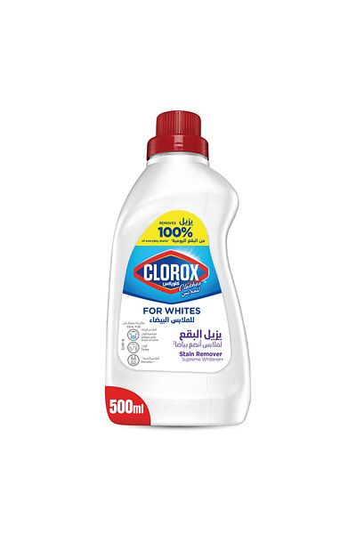 Clorox Liquid Stain Remover & Color Booster For White Clothes 500 ml Brightens, Lifts Stains, Safe