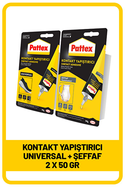 Pattex Kontakt Yapıştırıcı Seti - Deri, Kauçuk, Ahşap 50g Metal, Plastik, Cam...