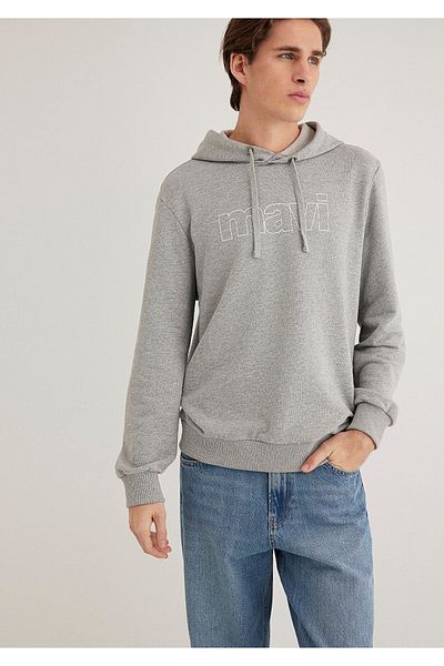 Mavi Logo Printed Hooded Gray Sweatshirt 065606-28387