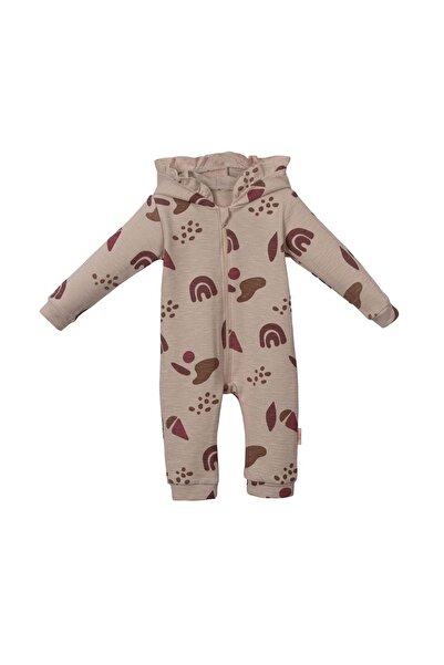 NECİXS BEBEE Firfir Hooded Patterned Jumpsuit Without Pants Beige