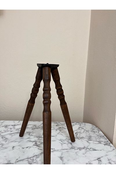 HAMADEX 38 Cm Stejar Inchis Picior Mobilier Lemn 3 Picioare - Set Triple Conexiune, Scaun Tv Unitate