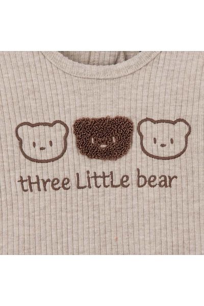NECİXS BEBEE Little Bear Hat Jumpsuit Set Camel