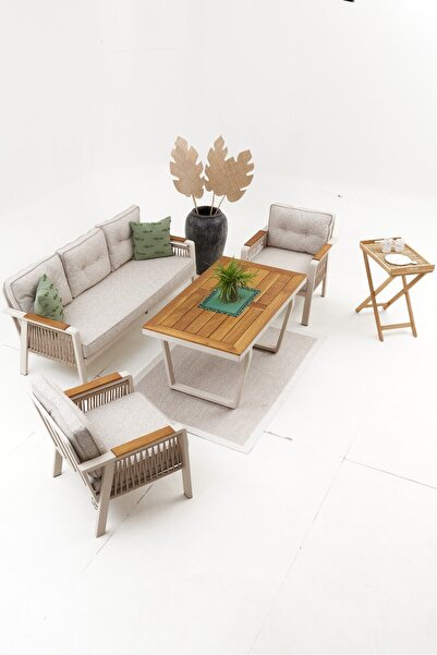 Divona Home Arte Alüminyum Modern Bahçe Oturma Grubu (3+1+1+S)