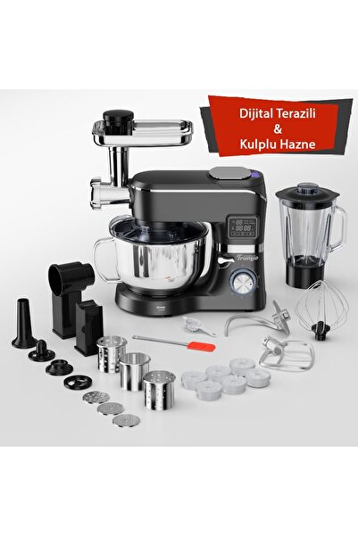 TRUMIO Çok İşlevli Kıyma Çekme Hamur Mayalama Blender Makinesi - Gri