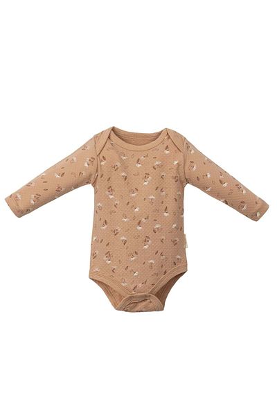 NECİXS BEBEE Flowered Long Sleeve Triple Body Set Beige