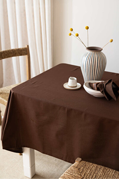 Wellstil Premium | Keten Koyu Kahve Masa Örtüsü