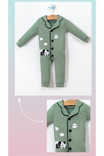Sparrow Laurel Erkek Bebek Panda Baskılı Önden Düğmeli Mevsimlik Penye Pijama...