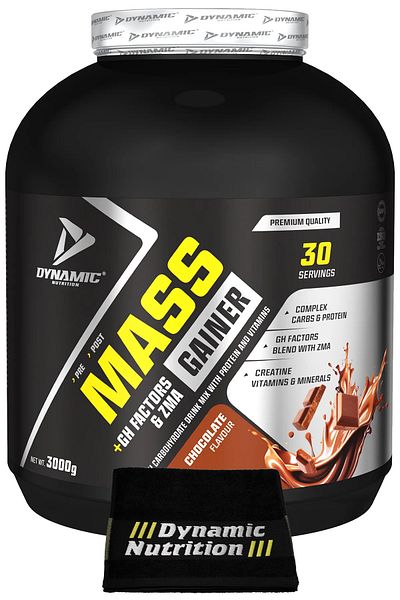 Dynamic Nutrition Mass Gainer + GH Factors & ZMA -3000G-شوكولاتة-30 حصص- مساعدة في زيادة الوزن-بروتين كربوهيدرات